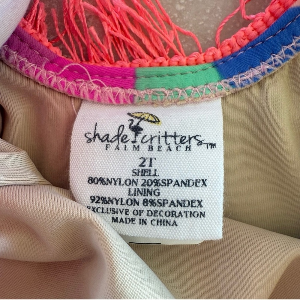 Shade Critters Rainbow Fringe One-Piece Swimsuit Girls 2T Pink Blue Stripe - Picture 5 of 5